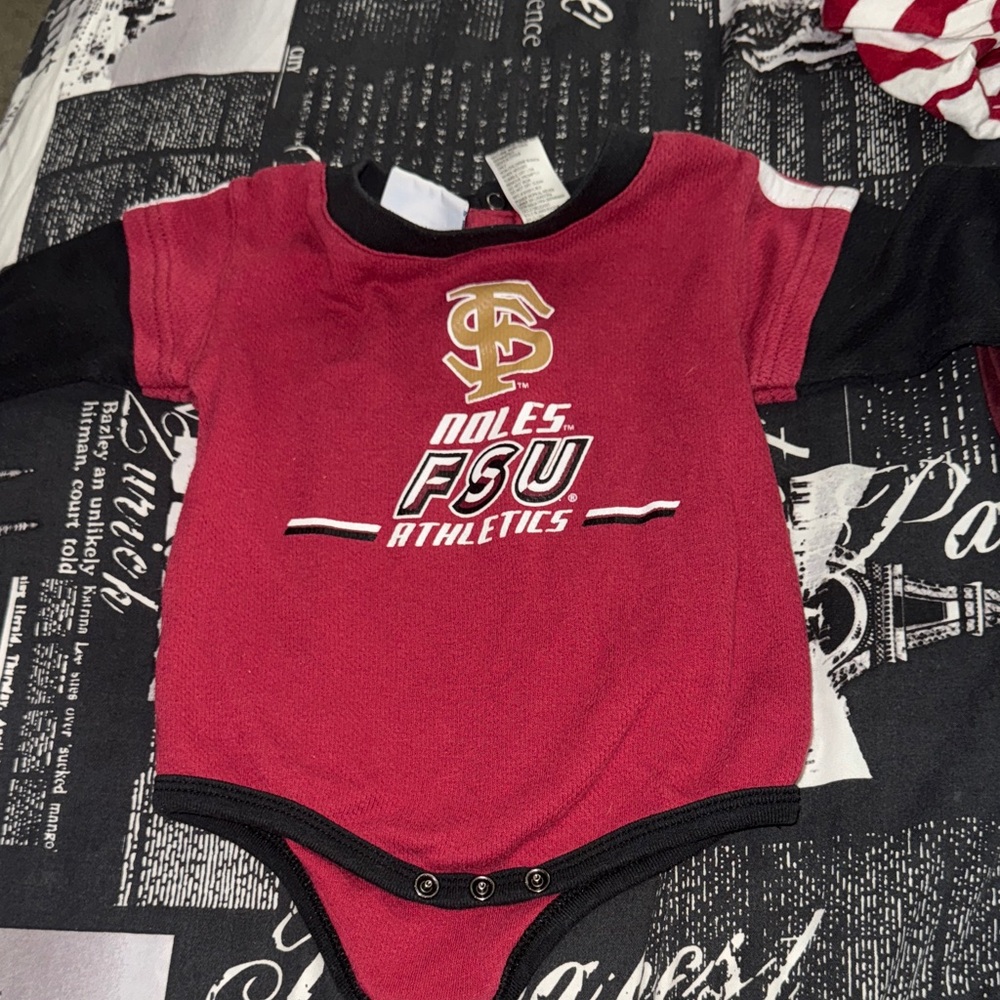 NCAA FSU Athletics Red and Black Kids Bodysuit